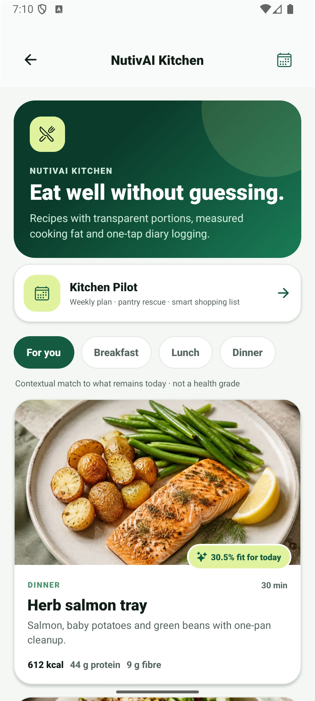 NutivAI healthy recipe collection