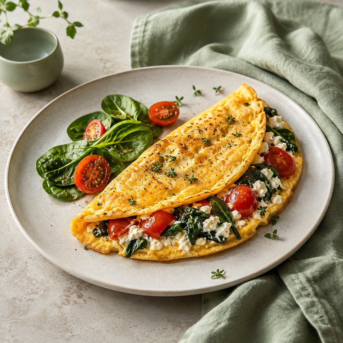 Spinach cottage omelette
